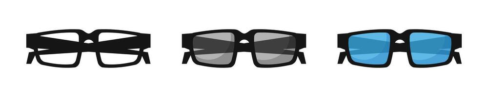 Glasses flat set. Simple flat glasses in different shapes vector
