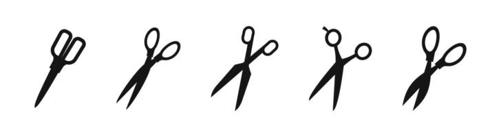 Scissors silhouette icons. Simple scissor silhouettes in different styles vector