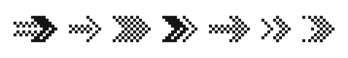 Pixelated arrow icons in multiple directions. Retro and gaming-inspired design vector