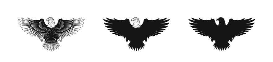 Bald eagle flat symbol set. Bald eagle icons in flat style vector
