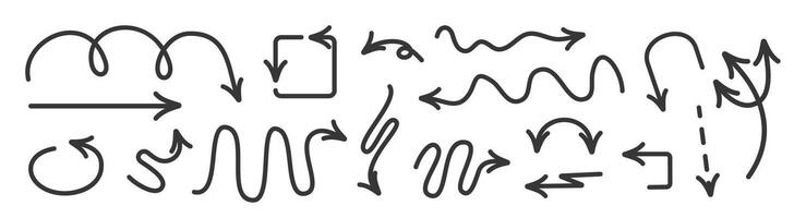 Doodle arrows set. Hand-drawn arrows in various directions vector