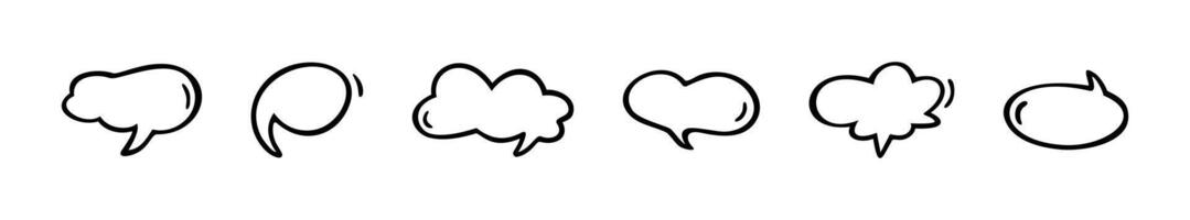 Speech bubble doodle style icon set vector