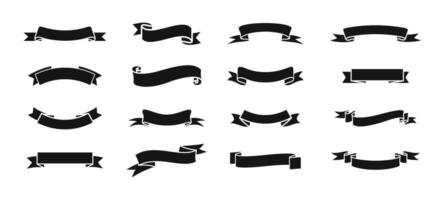 Ribbon flat silhouette icon set vector