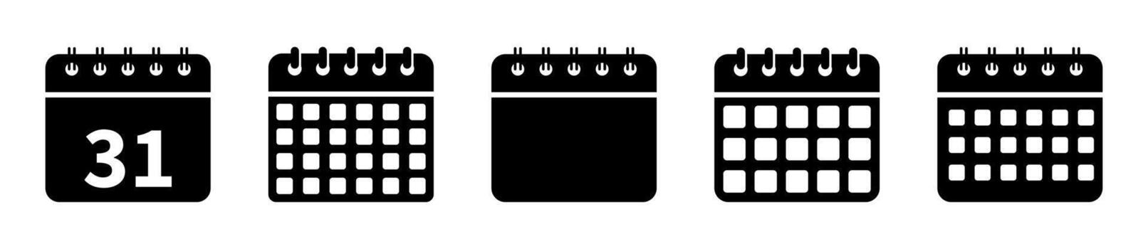 Calendar icon set. Simple calendar icons in various styles vector