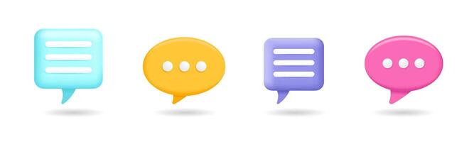 Speech bubble frame 3D icon set vector