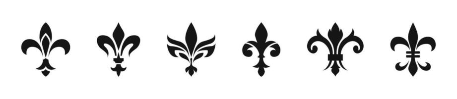 Heraldic fleur-de-lis icon decorative element set vector