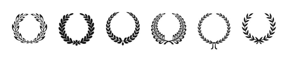 Laurel wreath silhouette icons. Various laurel wreath designs vector