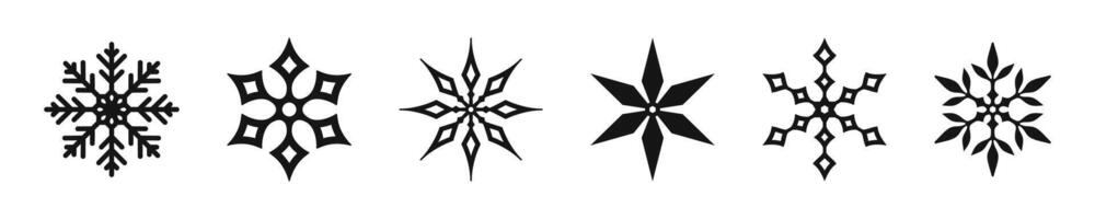 Snowflake icon set. Different snowflake crystals icons vector