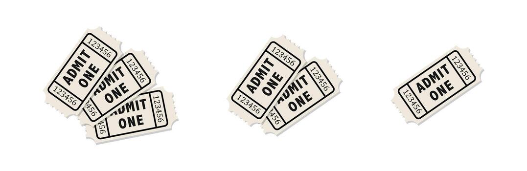 Ticket flat set. Simple flat tickets in various designs vector