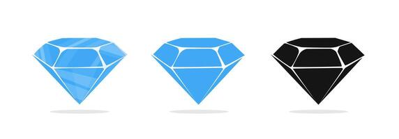 Diamond icons. Diamonds in different shapes and cuts vector