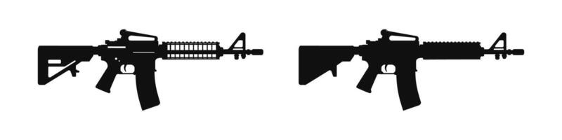 Automatic rifle silhouette icon set vector
