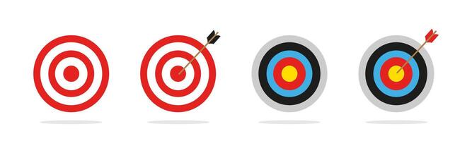 Arrow with target icon set vector
