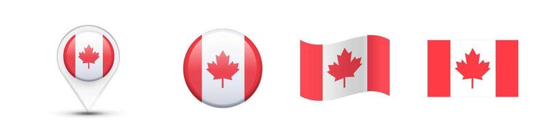 Canada flag button set. Canada flag buttons in different styles vector