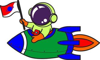 an astronaut on a rocket with a flag vector