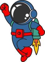 cartoon astronaut with rocket in hand vector