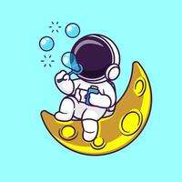 an astronaut sitting on the moon with soap bubbles vector