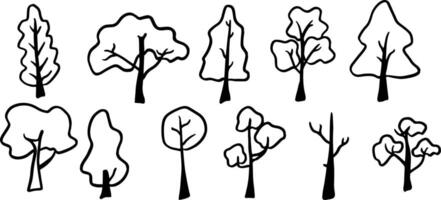 Minimalist Tree Doodles for Nature and Landscape Art vector