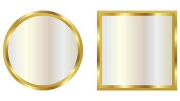 Rectangle and Golden circle frame text box with gold award ribbon icon anniversary badge vector