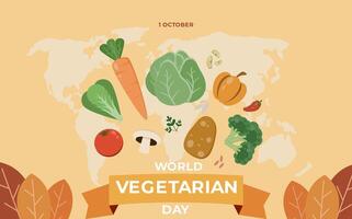 Vegetarian food and vegetables are arranged in a circle with the world vegetable day banner vector