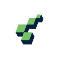 Logo pixel block 3d unique design vector