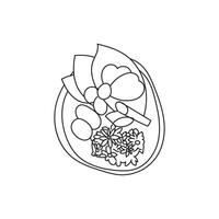 Illustration line sketch spice on plate with white background vector