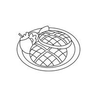 Illustration line sketch waffle sweet dessert with blank background vector