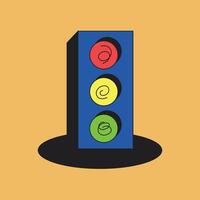 Illustration traffic lamp retro style unique design vector