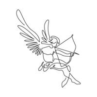 continuous mono line drawing of abstract cupid angel vector