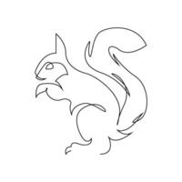continuous mono line drawing of abstract squirrel vector