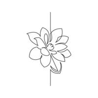 continuous mono line drawing of abstract flower vector