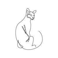 continuous mono line drawing of abstract cat in back view vector