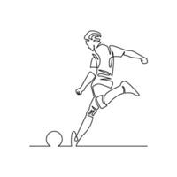 continuous mono line drawing of abstract football player vector