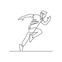 continuous mono line drawing of abstract running man vector