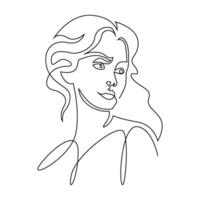 continuous mono line drawing of abstract woman vector