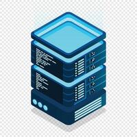 Isometric futuristic server. Isometric database or data center. Abstract blockchain. Computer storage. Cloud storage. illustration vector