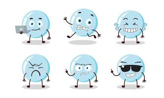 funny bubble cartoon character with many pose activity illustration vector