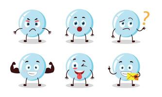 funny bubble cartoon with different expressions characterillustration vector