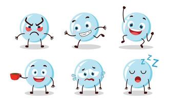 funny bubble cartoon character with various pose activity illustration vector