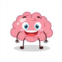 Cute happy expression of brain cartoon character vector