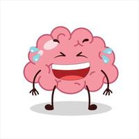 Cute laugh out loud expression of brain cartoon character vector