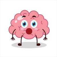 Cute shocked expression of brain cartoon character vector