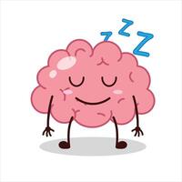 Cute sleep expression of brain cartoon character vector
