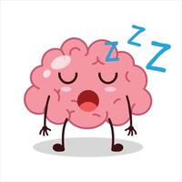 Cute rest expression of brain cartoon character vector