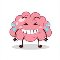 Cute pleased expression of brain cartoon character vector