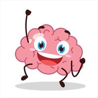 hurray victory expression of brain cartoon character vector