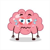 Cute upset expression of brain cartoon character vector