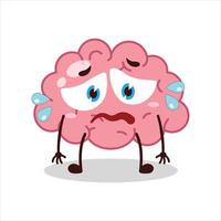 Cute depressed expression of brain cartoon character vector