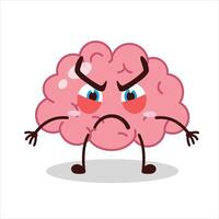 Cute provoked expression of brain cartoon character vector