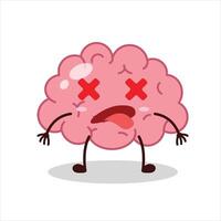 Cute fainted expression of brain cartoon character vector