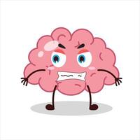Cute angry expression of brain cartoon character vector